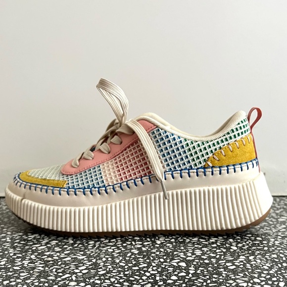 Nicole Miller Multicolor Woven Lace-Up Sneakers Sz 9 - Picture 2 of 5